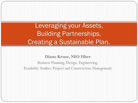 Diane Kruse, NEO Fiber Business Planning, Design, Engineering, Feasibility Studies, Project and Construction Management Leveraging your Assets, Building.