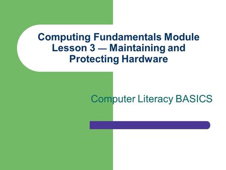 Computer Literacy BASICS