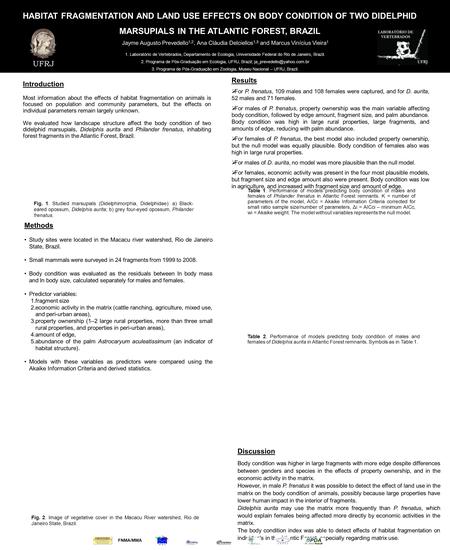 Introduction Most information about the effects of habitat fragmentation on animals is focused on population and community parameters, but the effects.