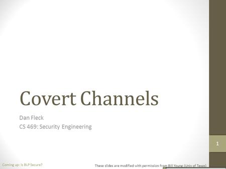 Dan Fleck CS 469: Security Engineering