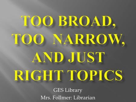 GES Library Mrs. Follmer: Librarian.  The research paper leads you into the works of others and asks you to compare their thoughts with your own.  Writing.