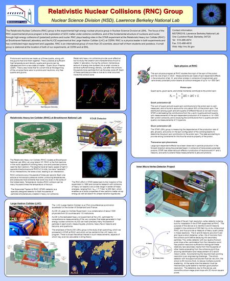 Relativistic Nuclear Collisions (RNC) Group Nuclear Science Division (NSD), Lawrence Berkeley National Lab The Relativistic Nuclear Collisions (RNC) group.