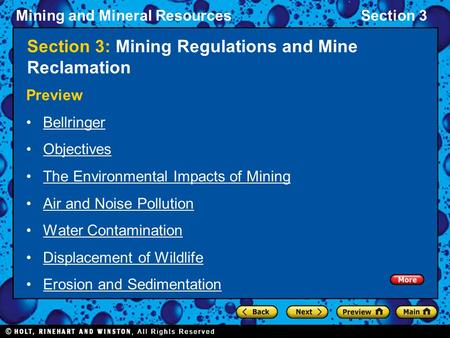 Section 3: Mining Regulations and Mine Reclamation