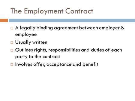 The Employment Contract