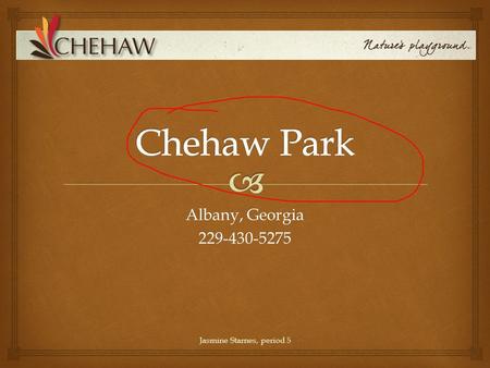 Albany, Georgia 229-430-5275 Jasmine Starnes, period 5.