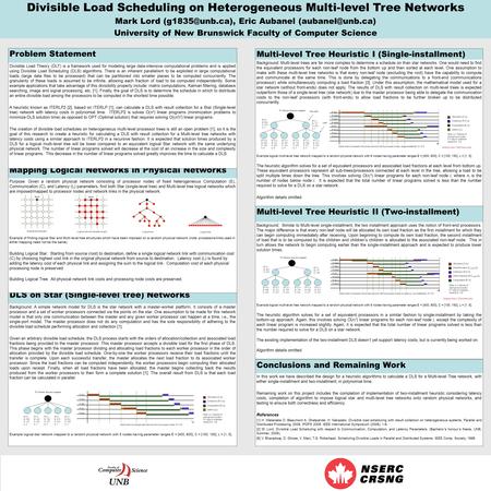 DLS on Star (Single-level tree) Networks Background: A simple network model for DLS is the star network with a master-worker platform. It consists of a.