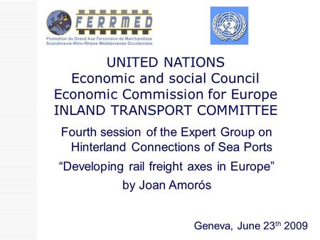 Geneva, June 23 th 2009 UNITED NATIONS Economic and social Council Economic Commission for Europe INLAND TRANSPORT COMMITTEE Fourth session of the Expert.