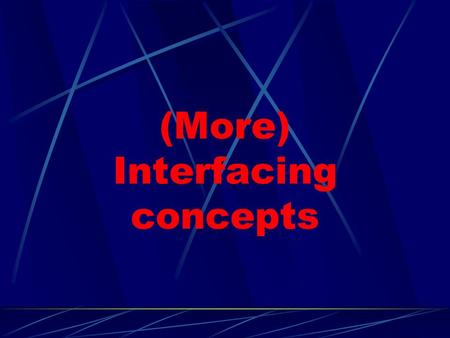 (More) Interfacing concepts. Introduction Overview of I/O operations Programmed I/O – Standard I/O – Memory Mapped I/O Device synchronization Readings: