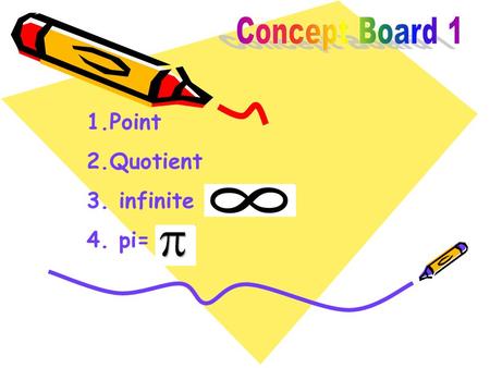 Concept Board 1 Point Quotient infinite pi=.