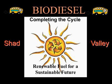 BIODIESEL Renewable Fuel for a Sustainable Future Completing the Cycle ShadValley.