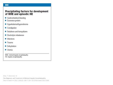 Zhan, T; Stremmel, W The Diagnosis and Treatment of Minimal Hepatic Encephalopathy Dtsch Arztebl Int 2012; 109(10): 180-7; DOI: 10.3238/arztebl.2012.0180.