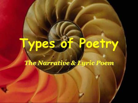 The Narrative & Lyric Poem