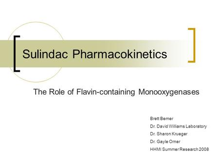 Sulindac Pharmacokinetics