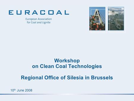 10 th June 2008 Workshop on Clean Coal Technologies Regional Office of Silesia in Brussels.