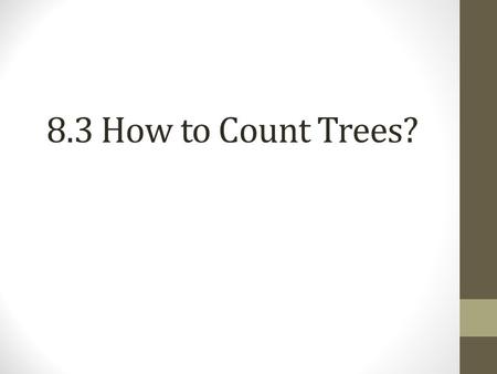 8.3 How to Count Trees?. We have counted all sorts of things in the first part of this book; now that we are familiar with trees, it is natural to ask: