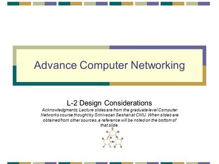 Advance Computer Networking L-2 Design Considerations Acknowledgments: Lecture slides are from the graduate level Computer Networks course thought by Srinivasan.