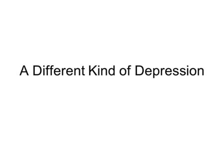 A Different Kind of Depression. To Explain Let’s Start in Holland of 400 years ago.