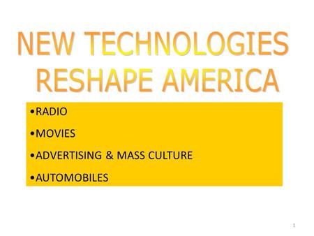 1 RADIO MOVIES ADVERTISING & MASS CULTURE AUTOMOBILES.