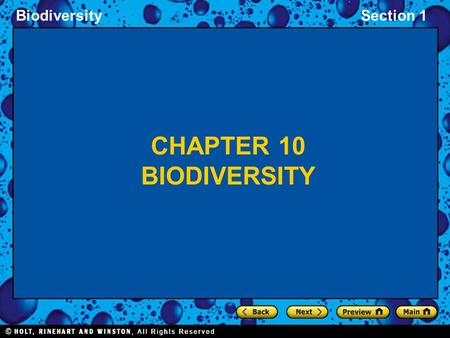 Chapter 10 Biodiversity.