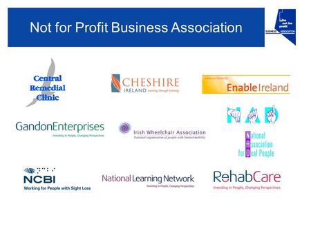 Not for Profit Business Association. Welcome and introductions Frank Flannery Chairman Not for Profit Business Association.