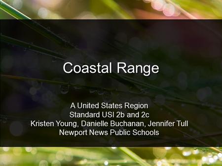 A United States Region Standard USI 2b and 2c Kristen Young, Danielle Buchanan, Jennifer Tull Newport News Public Schools A United States Region Standard.