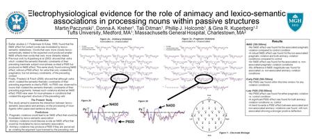 Electrophysiological evidence for the role of animacy and lexico-semantic associations in processing nouns within passive structures Martin Paczynski 1,