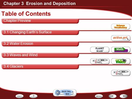 Table of Contents Chapter Preview 3.1 Changing Earth’s Surface