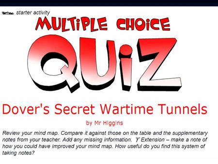  starter activity Review your mind map. Compare it against those on the table and the supplementary notes from your teacher. Add any missing information.