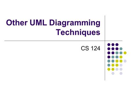 Other UML Diagramming Techniques CS 124. UML Diagramming Techniques Class Diagrams Use Case Diagrams Interaction Diagrams Sequence diagrams Collaboration.