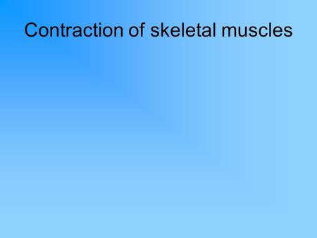 Contraction of skeletal muscles. Energy Needed for Contraction 1. Aerobic Respiration (oxidative phosphorylation) Majority of ATP comes from this process.