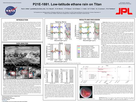 National Aeronautics and Space Administration Jet Propulsion Laboratory California Institute of Technology P21E-1881. Low-latitude ethane rain on Titan.