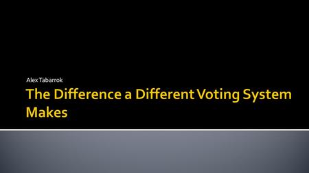 Alex Tabarrok. Individual Rankings (Inputs) BDA CCC ABD DAB Voting System (Aggregation Mechanism) Election Outcome (Global Ranking) B D A C.