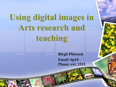 Using digital images in Arts research and teaching Birgit Plietzsch Email: bp10 Phone: ext. 2315.