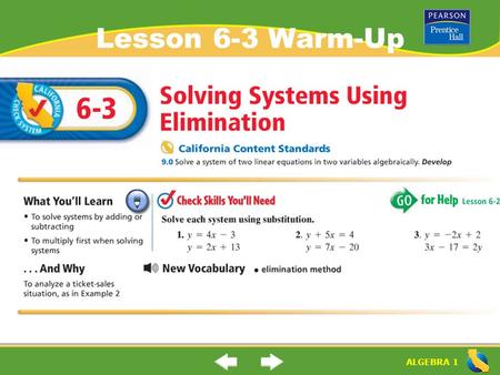 Lesson 6-3 Warm-Up.