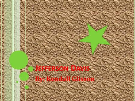 J EFFERSON D AVIS By: Kendall Glisson J EFFERSON D AVIS WAS BORN ON J UNE 3, 1808 IN C HRISTIAN C OUNTY, K ENTUCKY.