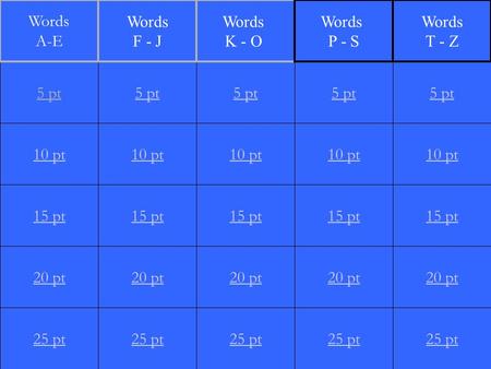 1 10 pt 15 pt 20 pt 25 pt 5 pt 10 pt 15 pt 20 pt 25 pt 5 pt 10 pt 15 pt 20 pt 25 pt 5 pt 10 pt 15 pt 20 pt 25 pt 5 pt 10 pt 15 pt 20 pt 25 pt 5 pt Words.