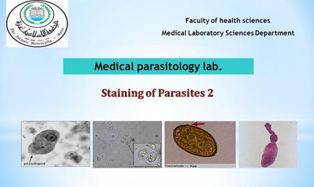 Faculty of health sciences Medical Laboratory Sciences Department Medical parasitology lab.