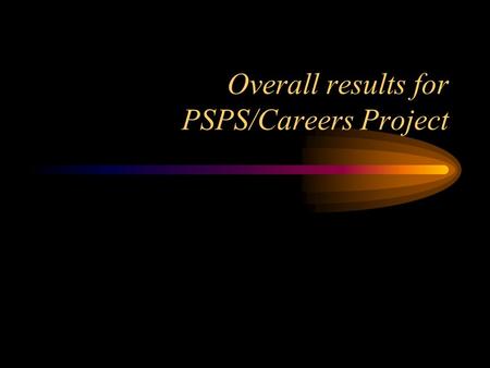 Overall results for PSPS/Careers Project. Reminder of the Project End of last academic year – brainstormed supports available to pupils prior to leaving.