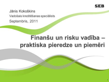 Finanšu un risku vadība – praktiska pieredze un piemēri