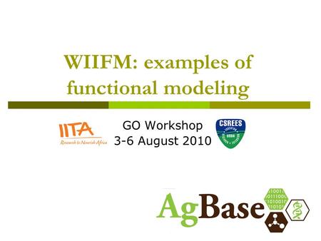 WIIFM: examples of functional modeling GO Workshop 3-6 August 2010.