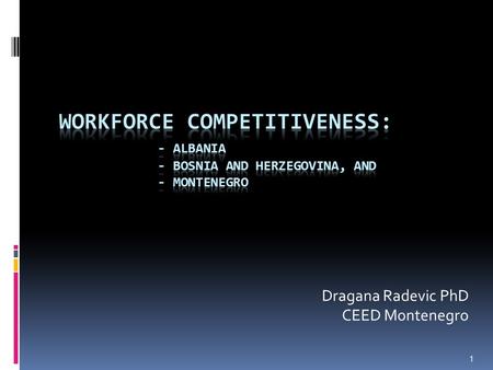 1 Dragana Radevic PhD CEED Montenegro. Methodology  Through the lens of the private sector needs  Based on available strategic papers, and  Interviews.