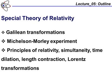 Special Theory of Relativity