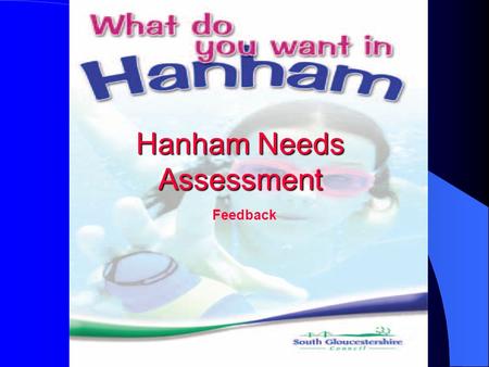 Feedback Hanham Needs Assessment. Results of the Hanham Needs Assessment Survey The following graphics represent responses to the survey for which 450.