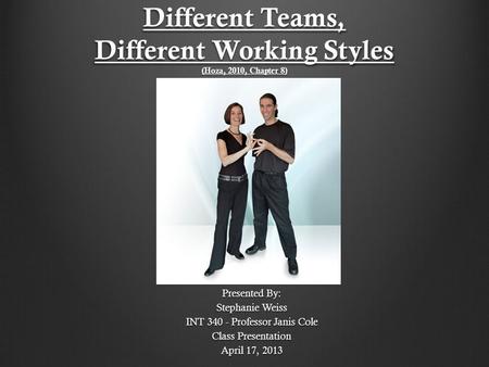 Different Teams, Different Working Styles (Hoza, 2010, Chapter 8) Presented By: Stephanie Weiss INT 340 - Professor Janis Cole Class Presentation April.