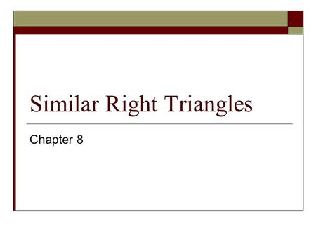 Similar Right Triangles