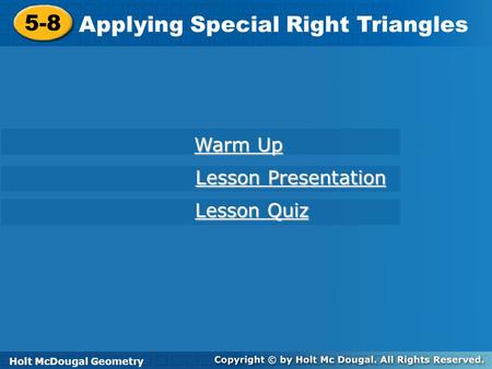 Applying Special Right Triangles