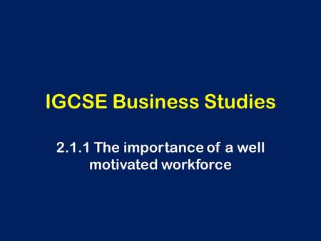 IGCSE Business Studies