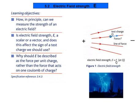 + _ 5.2 Electric Field strength E. + _ QUESTIONQUESTION + _ -e.