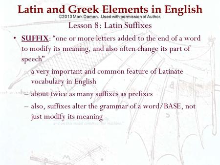 Latin and Greek Elements in English