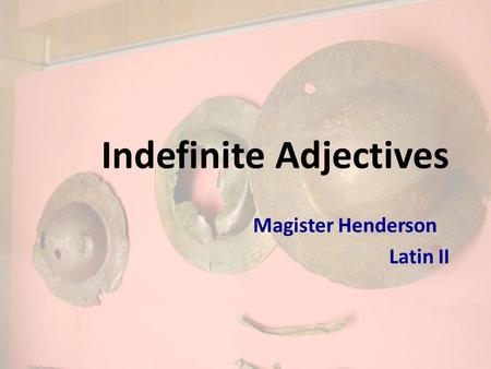 Indefinite Adjectives Magister Henderson Latin II.